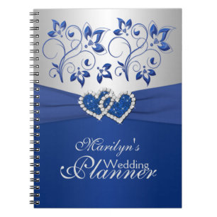 Royal Blue, Argent Coeurs Joints Carnet Floral
