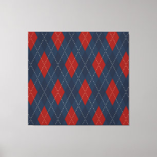 Royal Blue Argyle Christmas Pattern Canvas Print