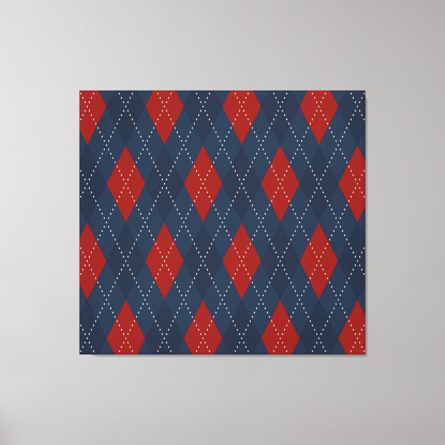 Royal Blue Argyle Christmas Pattern Canvas Print (Front)