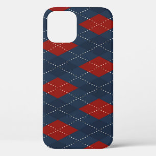 Royal Blue Argyle Christmas Pattern iPhone 12 Case