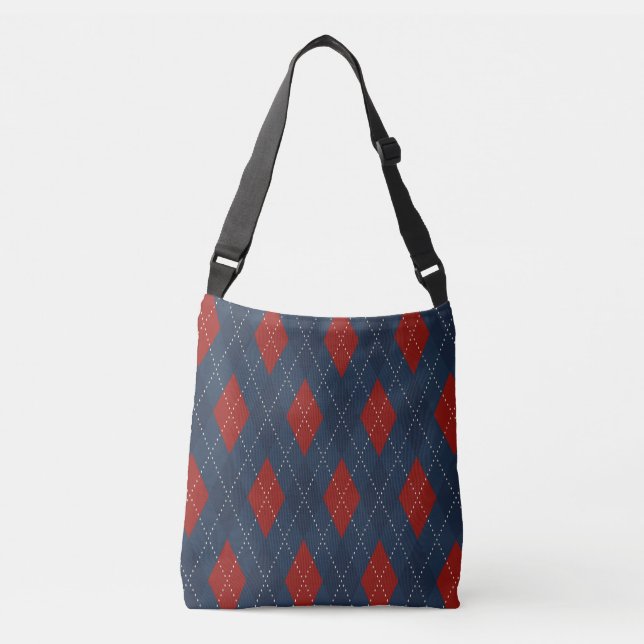 Royal Blue Argyle Christmas Pattern Crossbody Bag (Front)