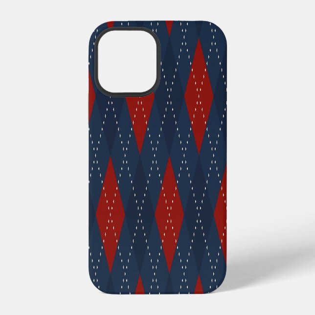 Royal Blue Argyle Christmas Pattern iPhone Case (Back)