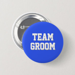 Royal Blue Athletic Letters Team Groom 2 Inch Round Button