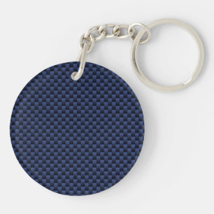Royal Blue Automotive Carbon Fibre Decor Print Keychain