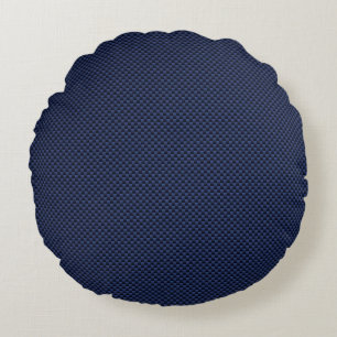 Royal Blue Automotive Carbon Fibre Decor Print Round Pillow