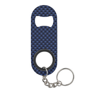 Royal Blue Automotive Carbon Fibre Weave Print Keychain Bottle Opener