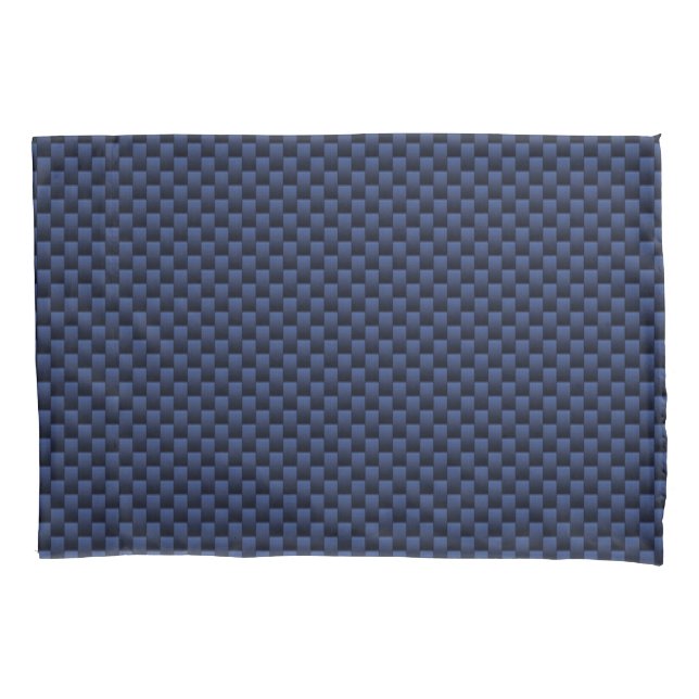 Royal Blue Automotive Carbon Fibre Weave Print Pillowcase (Front-Left)