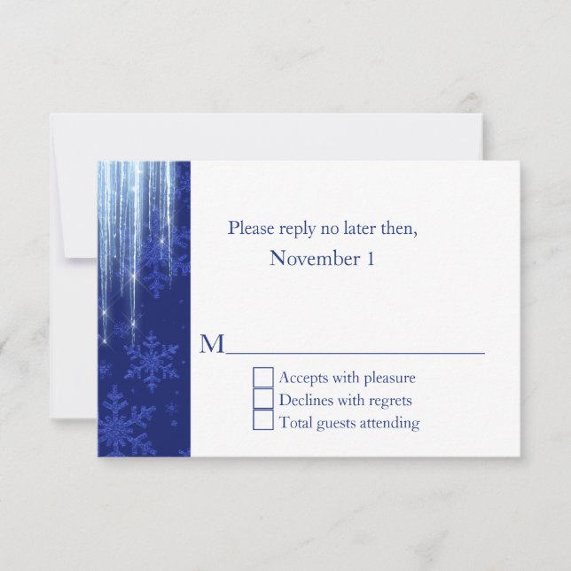 Royal Blue avec Icicles Mariage d'hiver RSVP (Devant)
