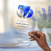 Royal blue balloons clear luxury birthday