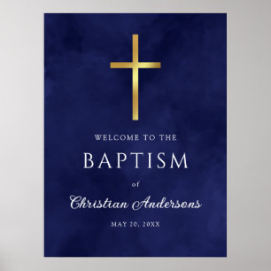 Royal Blue Baptism Boy Welcome Sign