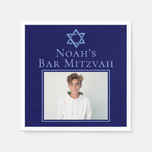 Royal Blue Bar Mitzvah Party Photo Star of David Napkin