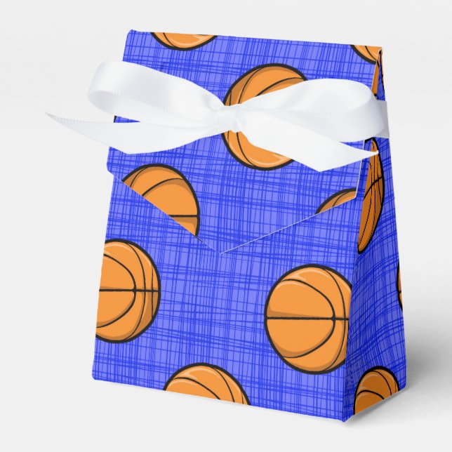 Royal Blue Basketball Pattern Favor Box (Front Side)