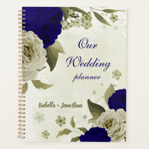 Royal blue beige floral wedding planner