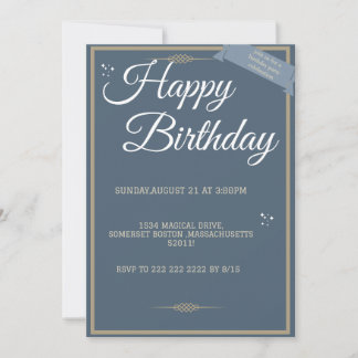 "Royal Blue Birthday Bash! invitations" Invitation