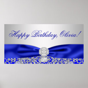 Royal Blue Birthday Party Banner Poster