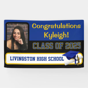 Royal Blue, Black & Gold Graduation Banner