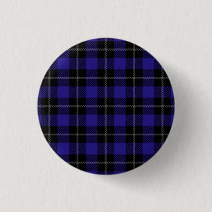 Royal Blue Black Plaid 1 Inch Round Button
