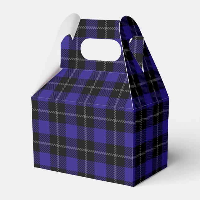 Royal Blue Black Plaid Favor Box (Front Side)