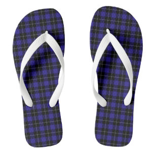 Royal Blue Black Plaid Flip Flops