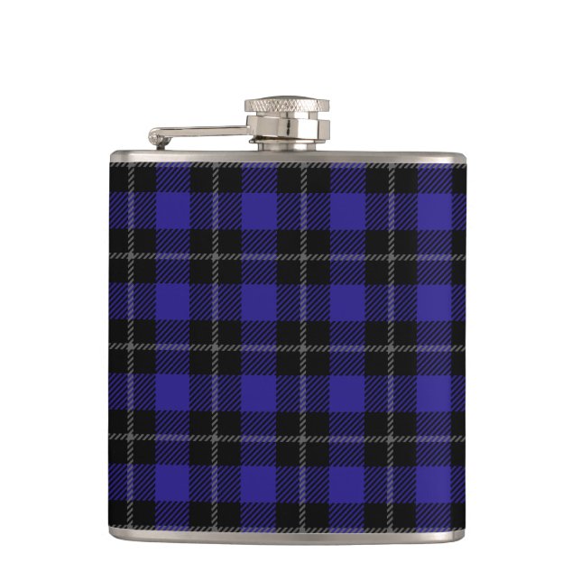 Royal Blue Black Plaid Hip Flask (Front)