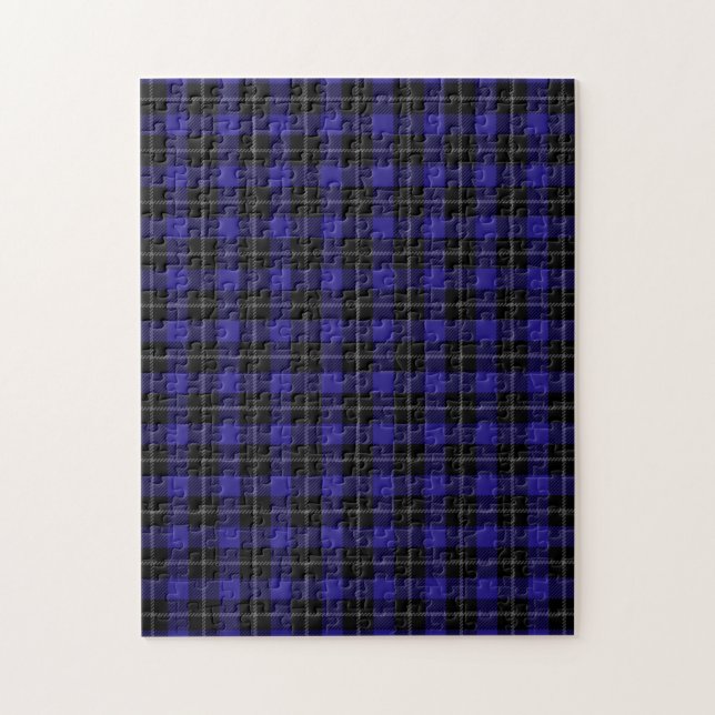 Royal Blue Black Plaid Jigsaw Puzzle (Vertical)