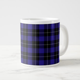 Royal Blue Black Plaid Large Coffee Mug