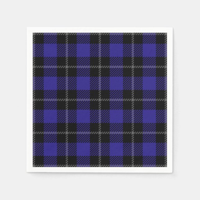 Royal Blue Black Plaid Napkin (Front)