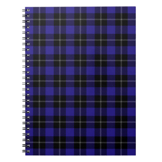 Royal Blue Black Plaid Notebook (Front)