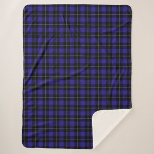 Royal Blue Black Plaid Sherpa Blanket