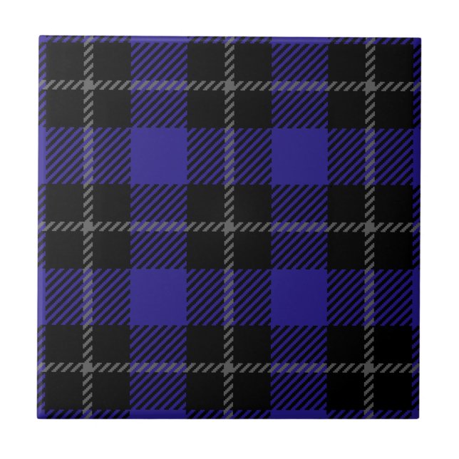 Royal Blue Black Plaid Tile (Front)