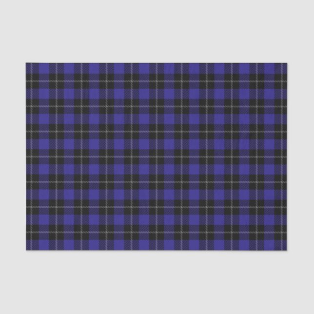 Royal Blue Black Plaid Tissue Paper (Front)