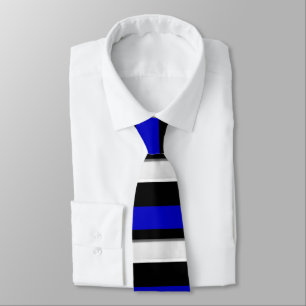 Royal Blue Black & Silver Horizontally-Striped Tie