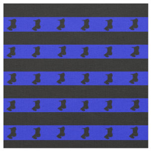 Royal blue, black stripe, black Scottish Terrier Fabric