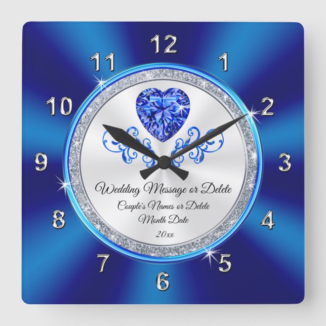 Royal Blue, Blanc Personnalisé Horloge Mariage Cad (Recto)