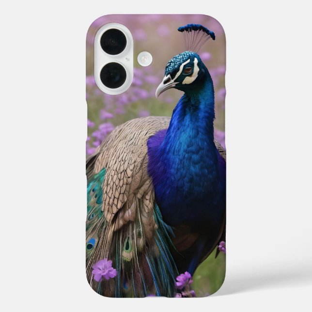 Royal Blue: Blue Peacock In Lavender Field, Case-Mate iPhone Case (Back)