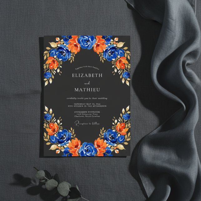 Royal Blue Bold Evening Wedding Invitation (Creator Uploaded)
