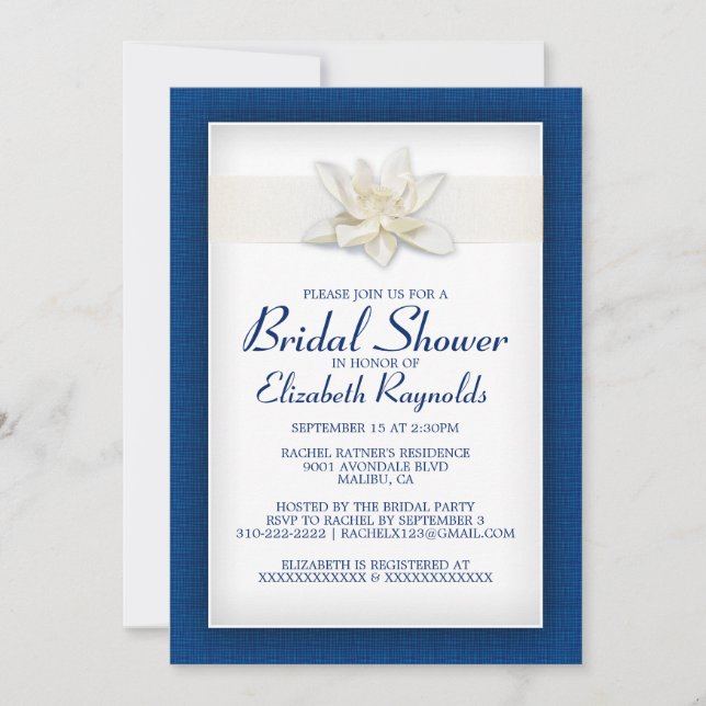 Royal Blue Bridal Shower Invitations (Front)