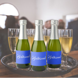 Royal Blue Bridesmaid Simple Stylized Script Sparkling Wine Label