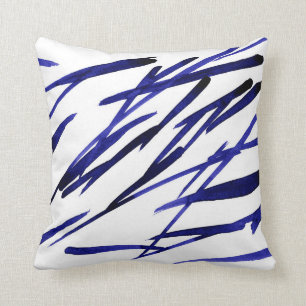 'Royal Blue Brushstrokes' Throw Pillow