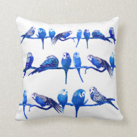 Royal Blue Budgie Bird Parrot Cushion Pillow