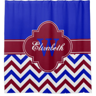 Royal Blue Burgundy LG Chevron 1ICBR Name Monogram