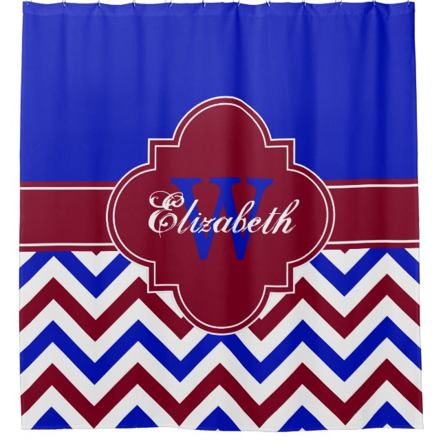 Royal Blue Burgundy LG Chevron 1ICBR Name Monogram (Front)