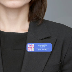 Royal blue business logo employee modern name tag