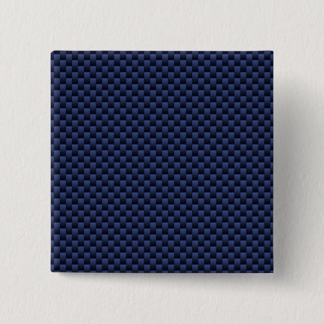 Royal Blue Carbon Fibre Style Weave Print 2 Inch Square Button (Front)