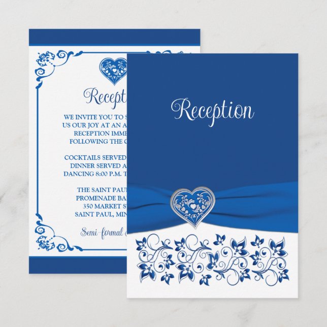 Royal Blue, carte de réception Coeur de l'amour (Devant / Derrière)