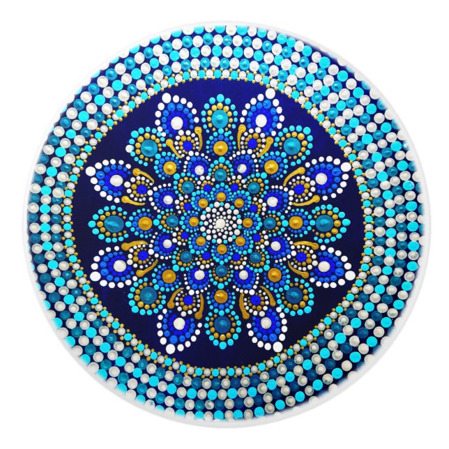 Royal Blue Ceramic Knob (Front)