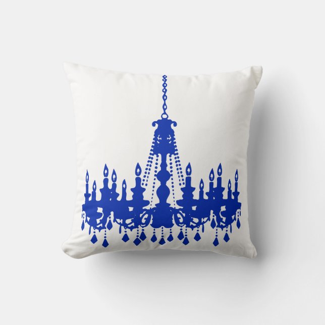 Royal Blue Chandelier  Designer Pillow (Front)