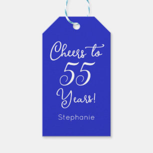 Royal Blue Cheers to 55 Years 55th Birthday Gift Tags