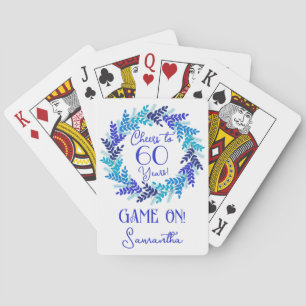 Royal Blue Cheers to 60 Years Birthday Party Playing Cards