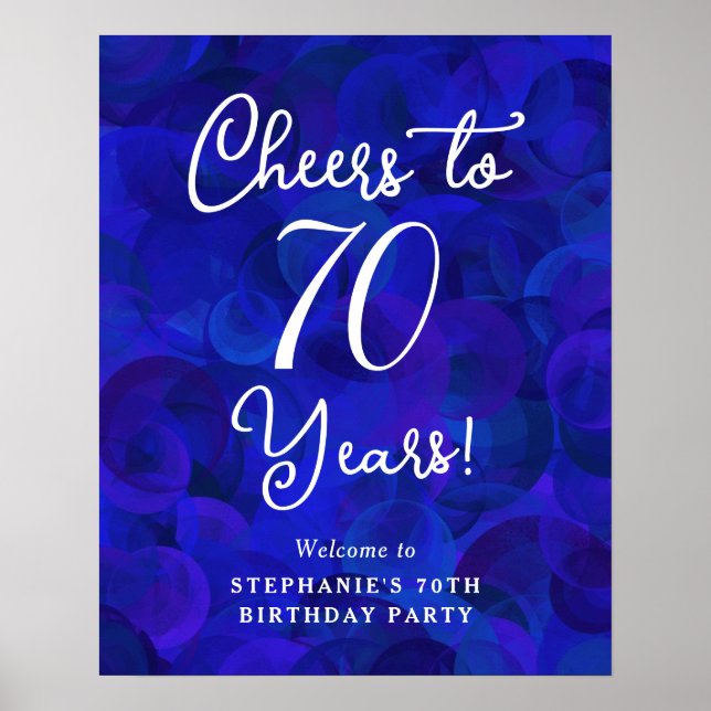 Royal Blue Cheers to 70 Years 70th Birthday Poster (Front)